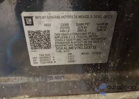 2019 GMC Terrain Sle z USA, uszkodzony, nr VIN 3GKALMEV7KL163732